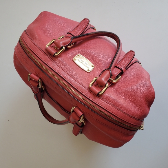Michael Kors Bedford Pebble Leather Satchel Watermelon Pink - Picture 10 of 12